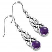 Amethyst Genuine Stone Celtic Silver Earrings - e298